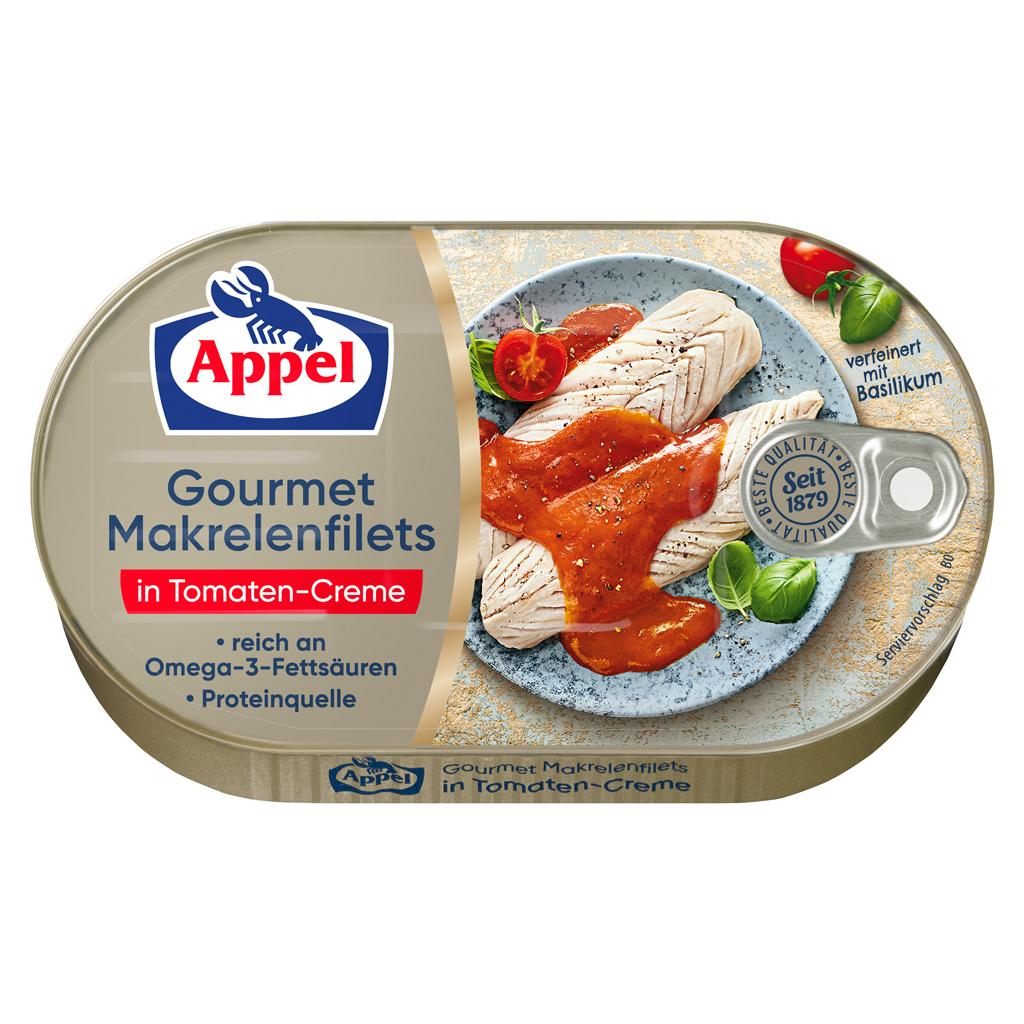 Appel Gourmet Mackerel Fillets in Creamy Tomato Sauce 10/7.05oz