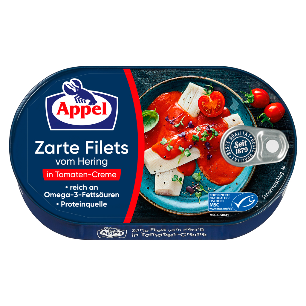 Appel Herring Fillets in Creamy Tomato Sauce 10/7.05oz
