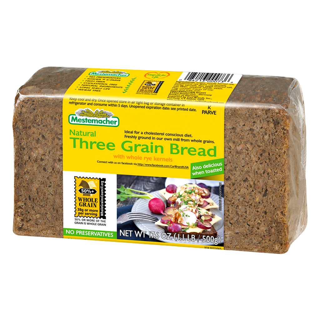 Mestemacher Natural Three Grain Bread 12/17.6oz