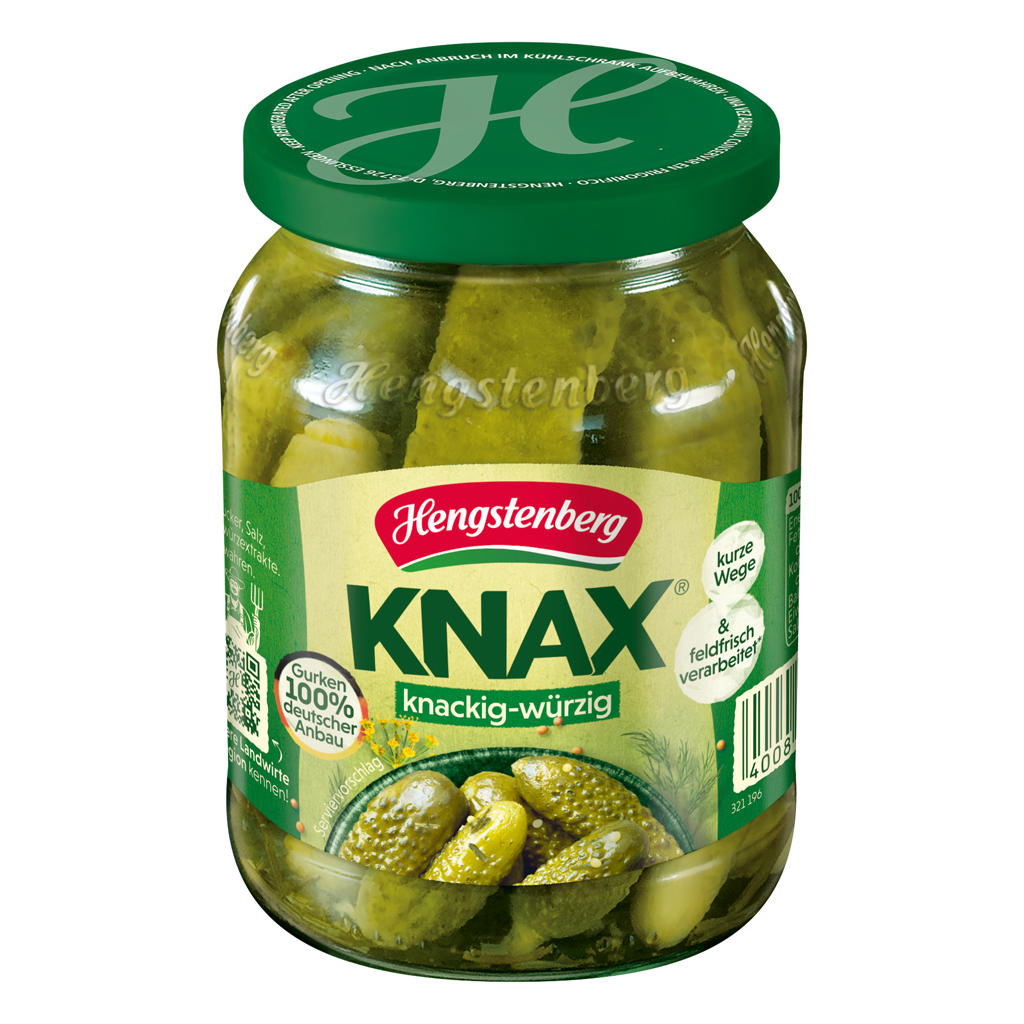Hengstenberg KNAX Crunchy & Spicy Gherkins Jar 12/24.3oz