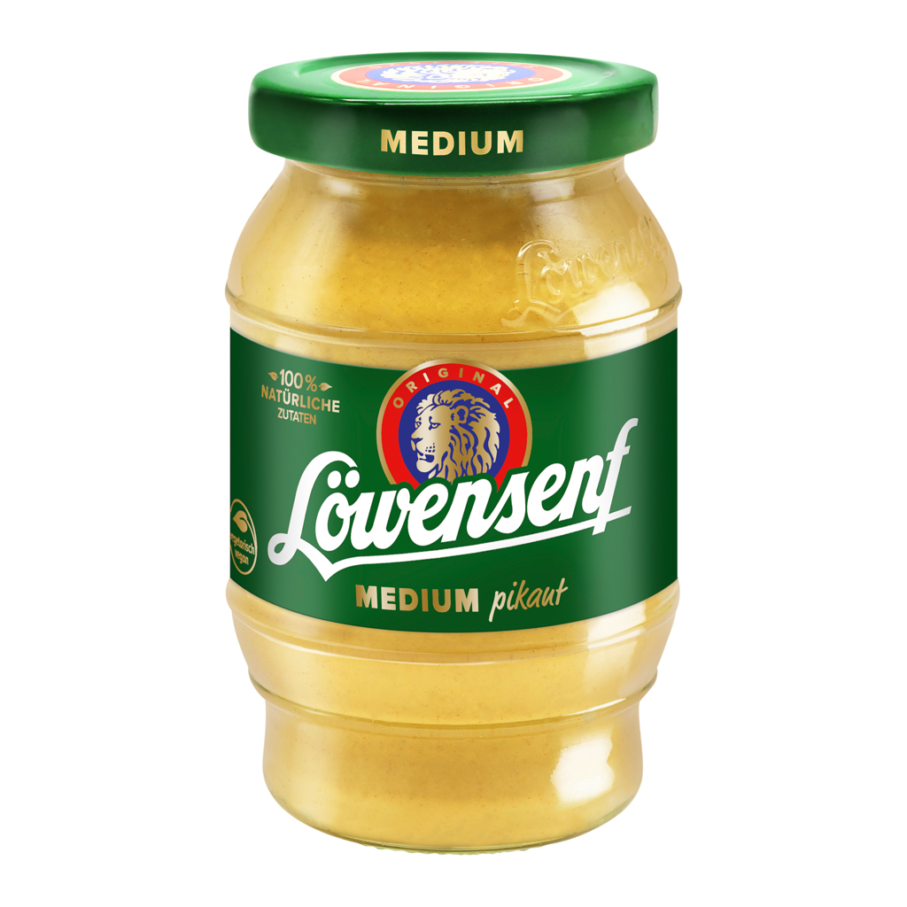 Loewensenf Medium Piquant Mustard Jar 12/8.45oz