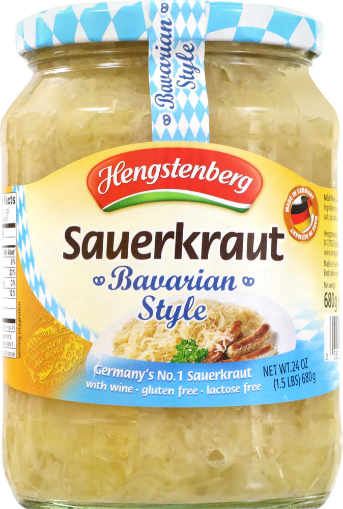 Hengstenberg Bavarian-Style Wine Sauerkraut Glass Jar 12/24oz